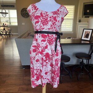 Motherhood Maternity Dress Size Small Pink White Midi Length Baby Shower Church